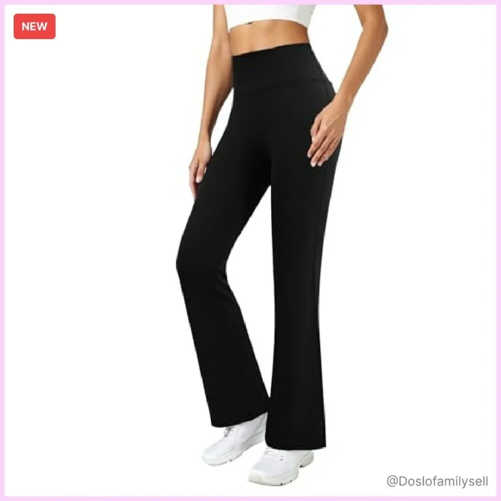 High Waisted Flare Leggings Seamless Yoga Pants Tummy Control Bootcut - Picture 3 of 8